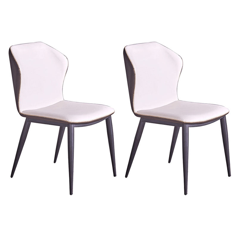 Modern Side Chair Matte Finish Leather Curved Wingback Armless Chair for Dining Room White 2 Piece Set Clearhalo ' kitchen&dining_furn' 'Dining Chairs' 'Dining Tables & Seating' 'dining_chair' 'furn' 'furn_dining_chair' 'Furniture' 'furniture_dining_chair' 'Kitchen & Dining Furniture' 'kitchen' 4491894