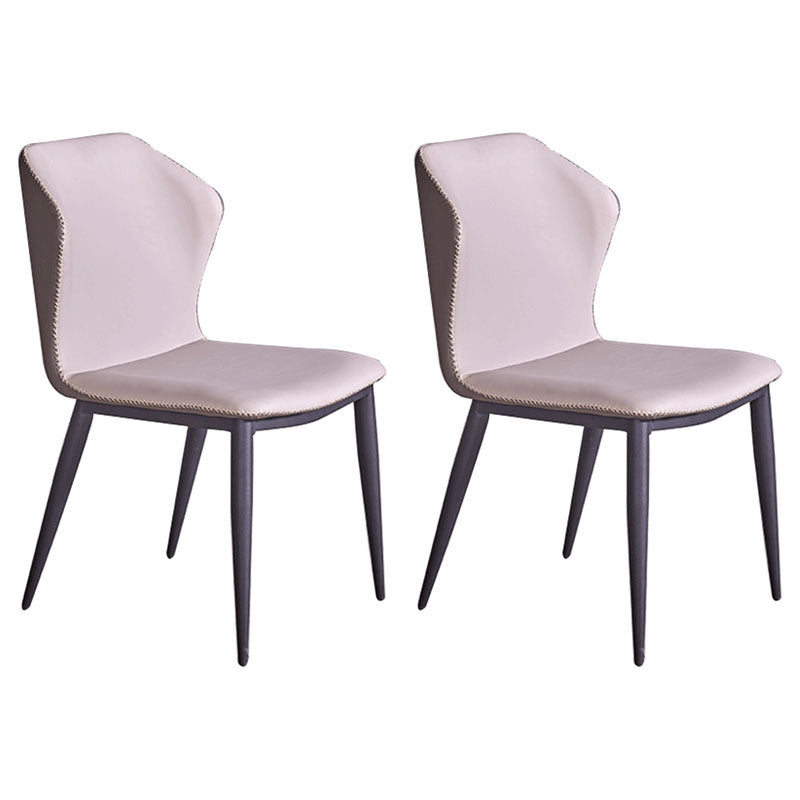 Modern Side Chair Matte Finish Leather Curved Wingback Armless Chair for Dining Room Light Gray 2 Piece Set Clearhalo ' kitchen&dining_furn' 'Dining Chairs' 'Dining Tables & Seating' 'dining_chair' 'furn' 'furn_dining_chair' 'Furniture' 'furniture_dining_chair' 'Kitchen & Dining Furniture' 'kitchen' 4491896