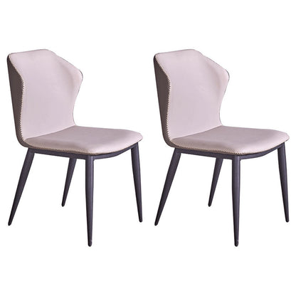 Modern Side Chair Matte Finish Leather Curved Wingback Armless Chair for Dining Room Light Gray 2 Piece Set Clearhalo ' kitchen&dining_furn' 'Dining Chairs' 'Dining Tables & Seating' 'dining_chair' 'furn' 'furn_dining_chair' 'Furniture' 'furniture_dining_chair' 'Kitchen & Dining Furniture' 'kitchen' 4491896