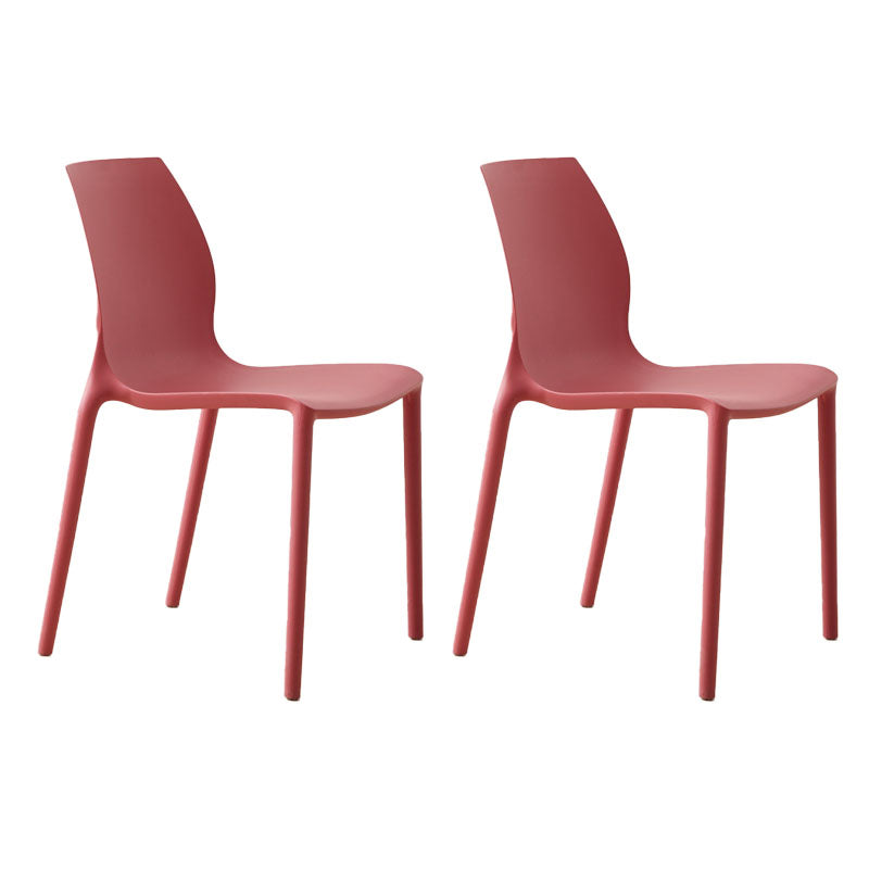 Scandinavian Plastic Kitchen Dining Room Side Chair Solid Back Chair Red Set of 2 Clearhalo ' kitchen&dining_furn' 'Dining Chairs' 'Dining Tables & Seating' 'dining_chair' 'Furniture' 'furniture_dining_chair' 'Kitchen & Dining Furniture' 'kitchen' 4491901