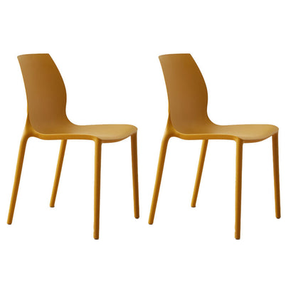 Scandinavian Plastic Kitchen Dining Room Side Chair Solid Back Chair Yellow Set of 2 Clearhalo ' kitchen&dining_furn' 'Dining Chairs' 'Dining Tables & Seating' 'dining_chair' 'Furniture' 'furniture_dining_chair' 'Kitchen & Dining Furniture' 'kitchen' 4491905