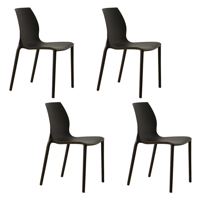 Scandinavian Plastic Kitchen Dining Room Side Chair Solid Back Chair Black Set of 4 Clearhalo ' kitchen&dining_furn' 'Dining Chairs' 'Dining Tables & Seating' 'dining_chair' 'Furniture' 'furniture_dining_chair' 'Kitchen & Dining Furniture' 'kitchen' 4491915