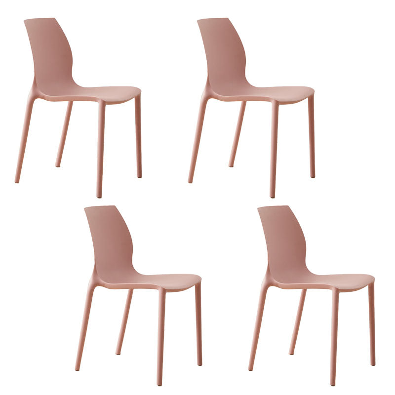 Scandinavian Plastic Kitchen Dining Room Side Chair Solid Back Chair Pink Set of 4 Clearhalo ' kitchen&dining_furn' 'Dining Chairs' 'Dining Tables & Seating' 'dining_chair' 'Furniture' 'furniture_dining_chair' 'Kitchen & Dining Furniture' 'kitchen' 4491924