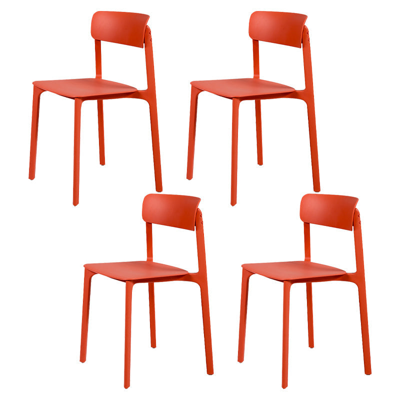 Contemporary Dining and Accent Chairs Matte Finish Plastic Open Back Side Chair Red 4 Piece Set Clearhalo ' kitchen&dining_furn' 'Dining Chairs' 'Dining Tables & Seating' 'dining_chair' 'furn' 'furn_dining_chair' 'Furniture' 'furniture_dining_chair' 'Kitchen & Dining Furniture' 'kitchen' 4491949