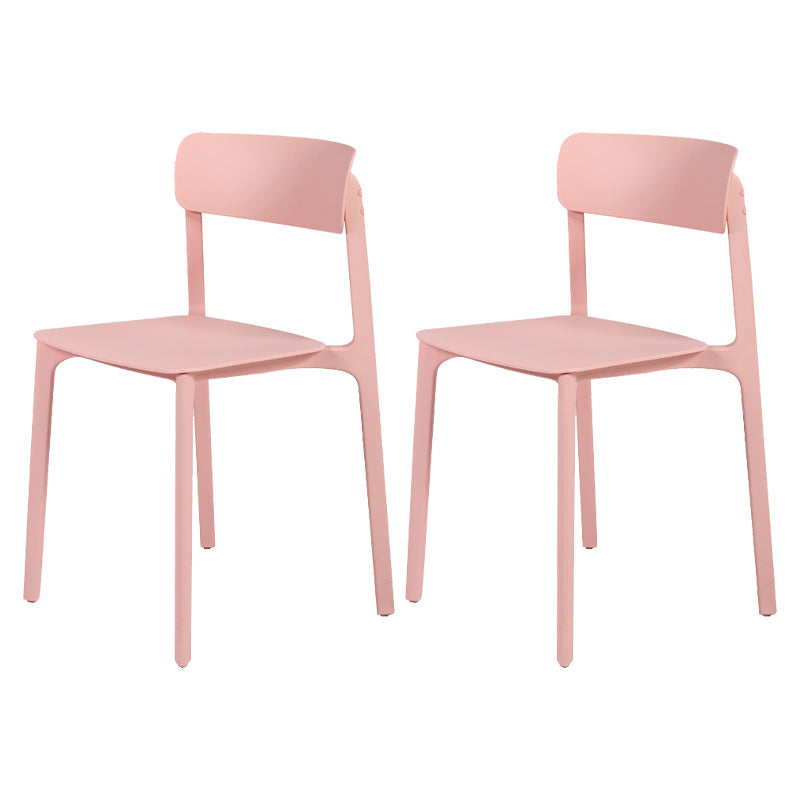 Contemporary Dining and Accent Chairs Matte Finish Plastic Open Back Side Chair Pink 2 Piece Set Clearhalo ' kitchen&dining_furn' 'Dining Chairs' 'Dining Tables & Seating' 'dining_chair' 'furn' 'furn_dining_chair' 'Furniture' 'furniture_dining_chair' 'Kitchen & Dining Furniture' 'kitchen' 4491953