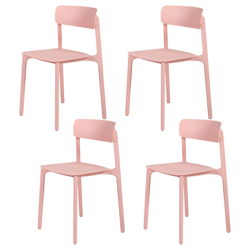 Contemporary Dining and Accent Chairs Matte Finish Plastic Open Back Side Chair Pink 4 Piece Set Clearhalo ' kitchen&dining_furn' 'Dining Chairs' 'Dining Tables & Seating' 'dining_chair' 'furn' 'furn_dining_chair' 'Furniture' 'furniture_dining_chair' 'Kitchen & Dining Furniture' 'kitchen' 4491954