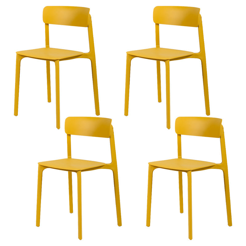 Contemporary Dining and Accent Chairs Matte Finish Plastic Open Back Side Chair Yellow 4 Piece Set Clearhalo ' kitchen&dining_furn' 'Dining Chairs' 'Dining Tables & Seating' 'dining_chair' 'furn' 'furn_dining_chair' 'Furniture' 'furniture_dining_chair' 'Kitchen & Dining Furniture' 'kitchen' 4491957