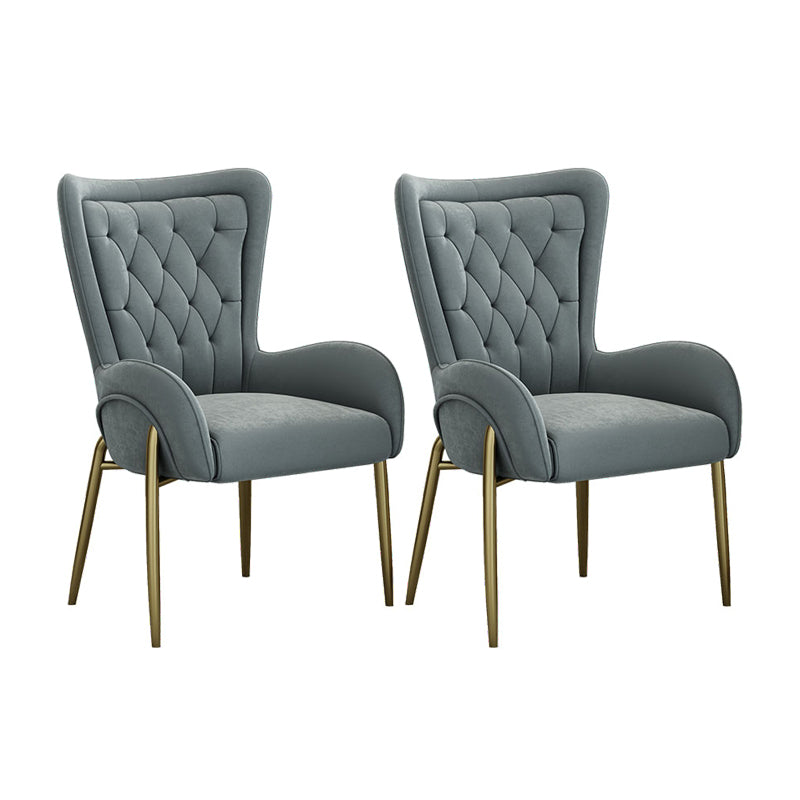 Glam Metal Dining Room Chairs Upholstered Arm Chair for Restaurant Use Grey 2 Piece Set Clearhalo ' kitchen&dining_furn' 'Dining Chairs' 'Dining Tables & Seating' 'dining_chair' 'furn' 'furn_dining_chair' 'Furniture' 'furniture_dining_chair' 'Kitchen & Dining Furniture' 'kitchen' 4491991