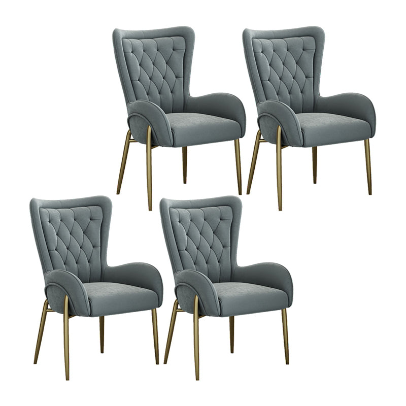 Glam Metal Dining Room Chairs Upholstered Arm Chair for Restaurant Use Grey 4 Piece Set Clearhalo ' kitchen&dining_furn' 'Dining Chairs' 'Dining Tables & Seating' 'dining_chair' 'furn' 'furn_dining_chair' 'Furniture' 'furniture_dining_chair' 'Kitchen & Dining Furniture' 'kitchen' 4491993