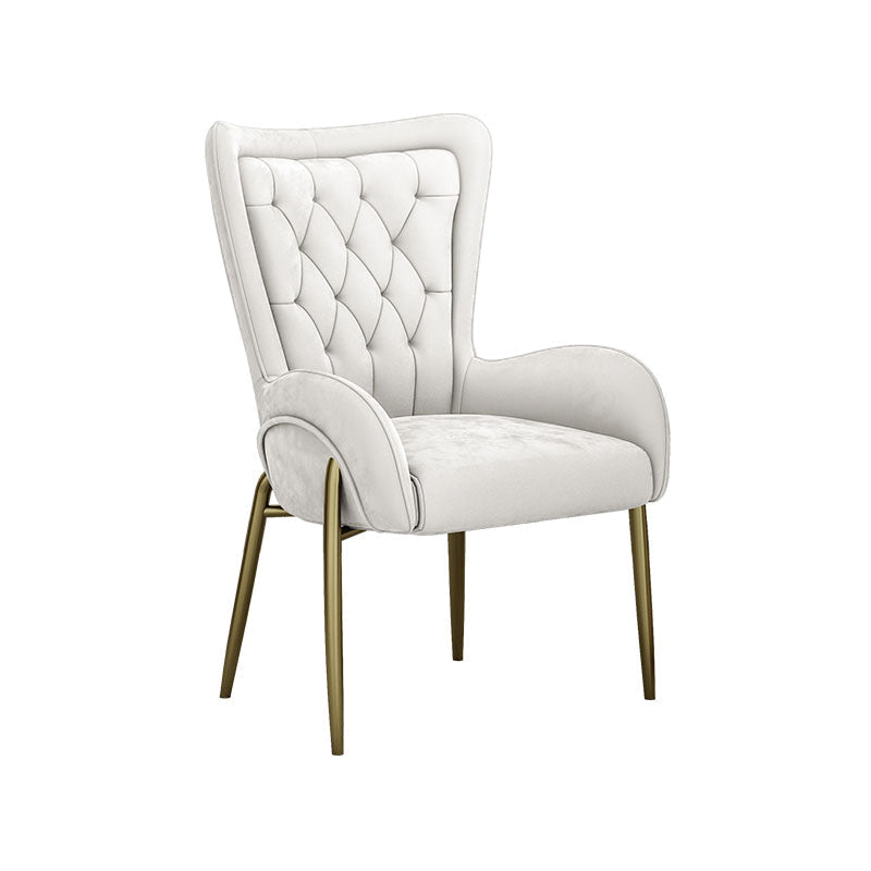Glam Metal Dining Room Chairs Upholstered Arm Chair for Restaurant Use White 1 Piece Clearhalo ' kitchen&dining_furn' 'Dining Chairs' 'Dining Tables & Seating' 'dining_chair' 'furn' 'furn_dining_chair' 'Furniture' 'furniture_dining_chair' 'Kitchen & Dining Furniture' 'kitchen' 4491995