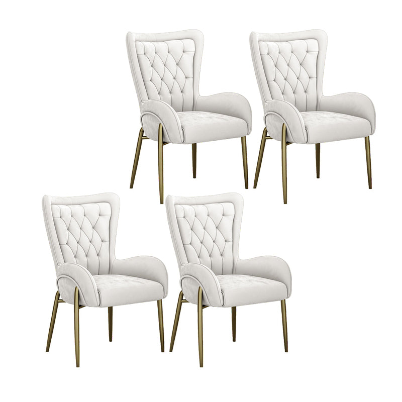 Glam Metal Dining Room Chairs Upholstered Arm Chair for Restaurant Use White 4 Piece Set Clearhalo ' kitchen&dining_furn' 'Dining Chairs' 'Dining Tables & Seating' 'dining_chair' 'furn' 'furn_dining_chair' 'Furniture' 'furniture_dining_chair' 'Kitchen & Dining Furniture' 'kitchen' 4492000