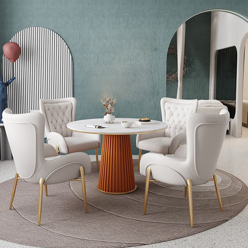 Glam Metal Dining Room Chairs Upholstered Arm Chair for Restaurant Use Clearhalo ' kitchen&dining_furn' 'Dining Chairs' 'Dining Tables & Seating' 'dining_chair' 'furn' 'furn_dining_chair' 'Furniture' 'furniture_dining_chair' 'Kitchen & Dining Furniture' 'kitchen' 4492004