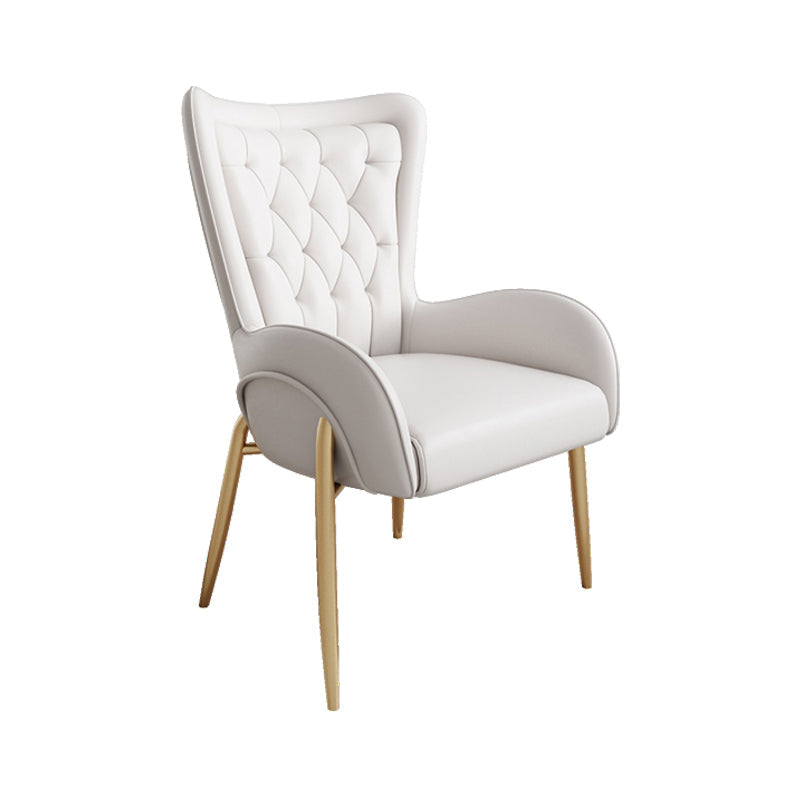 Glam Metal Dining Room Chairs Upholstered Arm Chair for Restaurant Use Off-White 1 Piece Clearhalo ' kitchen&dining_furn' 'Dining Chairs' 'Dining Tables & Seating' 'dining_chair' 'furn' 'furn_dining_chair' 'Furniture' 'furniture_dining_chair' 'Kitchen & Dining Furniture' 'kitchen' 4492006