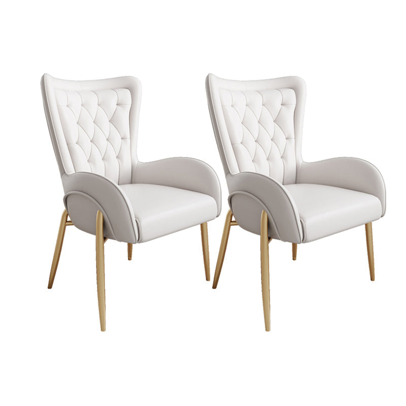 Glam Metal Dining Room Chairs Upholstered Arm Chair for Restaurant Use Off-White 2 Piece Set Clearhalo ' kitchen&dining_furn' 'Dining Chairs' 'Dining Tables & Seating' 'dining_chair' 'furn' 'furn_dining_chair' 'Furniture' 'furniture_dining_chair' 'Kitchen & Dining Furniture' 'kitchen' 4492007