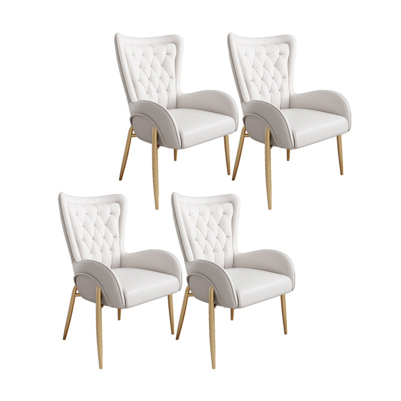 Glam Metal Dining Room Chairs Upholstered Arm Chair for Restaurant Use Off-White 4 Piece Set Clearhalo ' kitchen&dining_furn' 'Dining Chairs' 'Dining Tables & Seating' 'dining_chair' 'furn' 'furn_dining_chair' 'Furniture' 'furniture_dining_chair' 'Kitchen & Dining Furniture' 'kitchen' 4492008