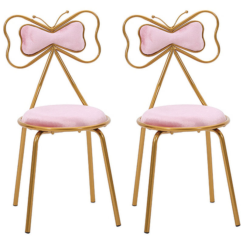 Scandinavian Design Upholstered Armless Dining Chairs Open Back Dining Side Chair Pink 2 Piece Set Clearhalo ' kitchen&dining_furn' 'Dining Chairs' 'Dining Tables & Seating' 'dining_chair' 'furn' 'furn_dining_chair' 'Furniture' 'furniture_dining_chair' 'Kitchen & Dining Furniture' 'kitchen' 4492038