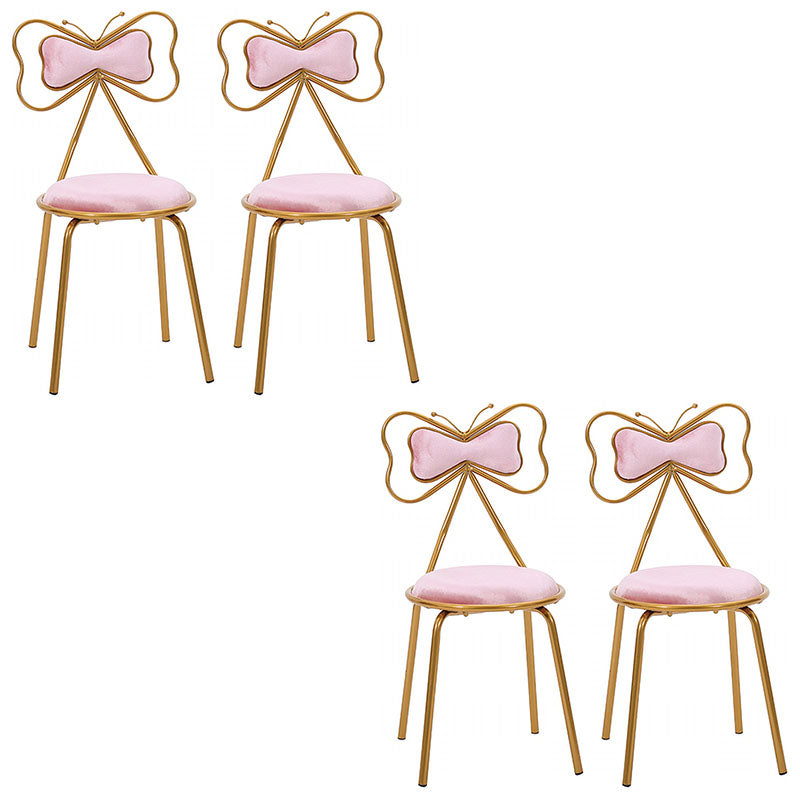 Scandinavian Design Upholstered Armless Dining Chairs Open Back Dining Side Chair Pink 4 Piece Set Clearhalo ' kitchen&dining_furn' 'Dining Chairs' 'Dining Tables & Seating' 'dining_chair' 'furn' 'furn_dining_chair' 'Furniture' 'furniture_dining_chair' 'Kitchen & Dining Furniture' 'kitchen' 4492040