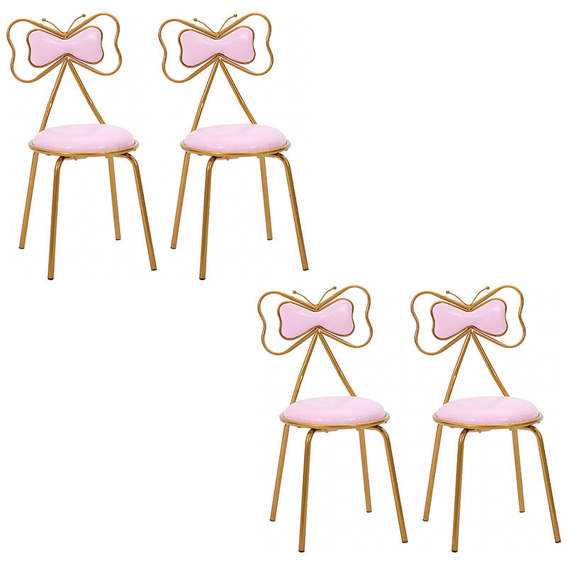 Scandinavian Design Upholstered Armless Dining Chairs Open Back Dining Side Chair Nude Pink 4 Piece Set Clearhalo ' kitchen&dining_furn' 'Dining Chairs' 'Dining Tables & Seating' 'dining_chair' 'furn' 'furn_dining_chair' 'Furniture' 'furniture_dining_chair' 'Kitchen & Dining Furniture' 'kitchen' 4492052