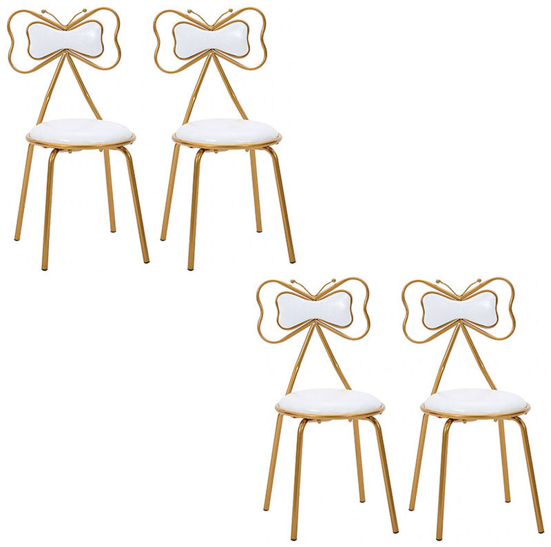 Scandinavian Design Upholstered Armless Dining Chairs Open Back Dining Side Chair White 4 Piece Set Clearhalo ' kitchen&dining_furn' 'Dining Chairs' 'Dining Tables & Seating' 'dining_chair' 'furn' 'furn_dining_chair' 'Furniture' 'furniture_dining_chair' 'Kitchen & Dining Furniture' 'kitchen' 4492056