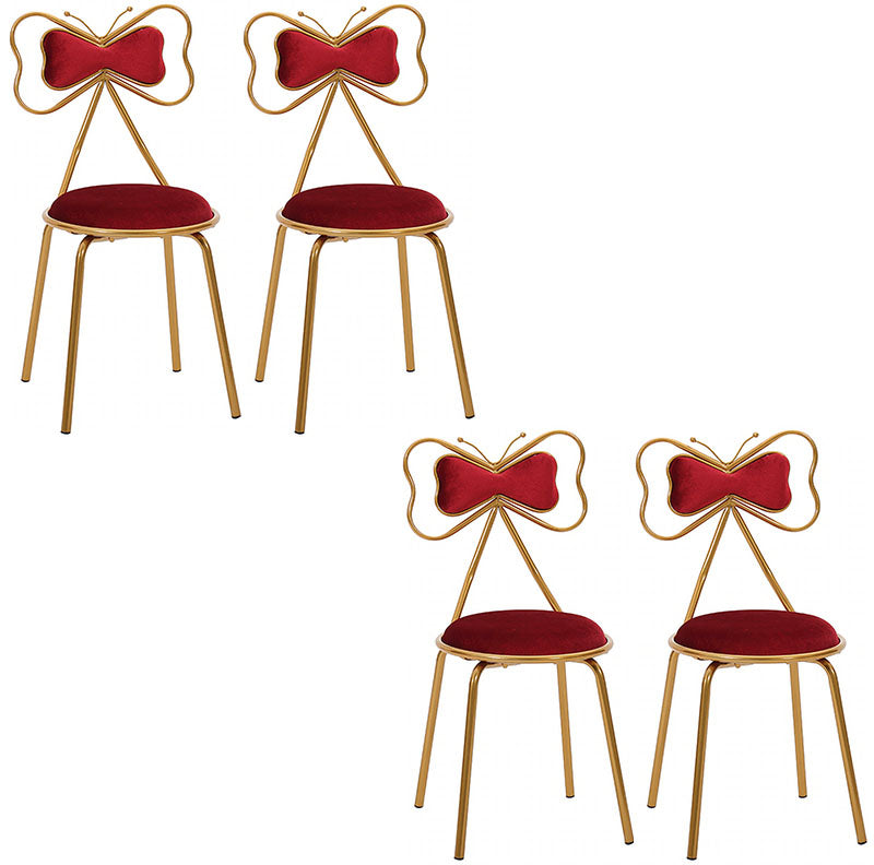 Scandinavian Design Upholstered Armless Dining Chairs Open Back Dining Side Chair Red 4 Piece Set Clearhalo ' kitchen&dining_furn' 'Dining Chairs' 'Dining Tables & Seating' 'dining_chair' 'furn' 'furn_dining_chair' 'Furniture' 'furniture_dining_chair' 'Kitchen & Dining Furniture' 'kitchen' 4492065