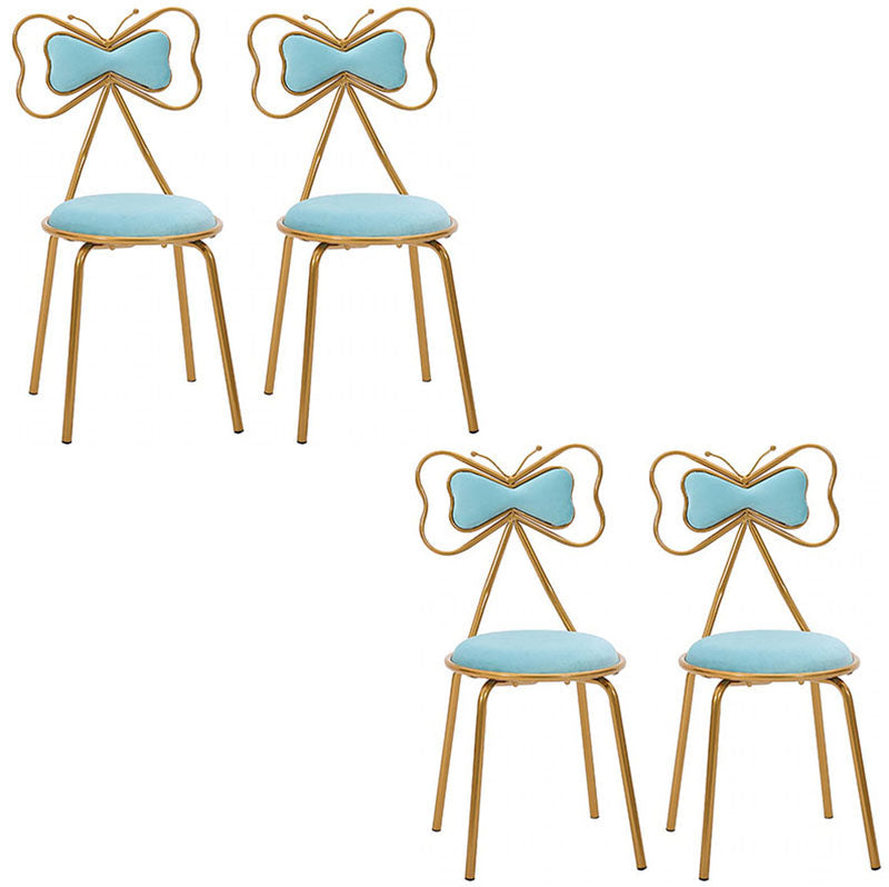 Scandinavian Design Upholstered Armless Dining Chairs Open Back Dining Side Chair Light Blue-White 4 Piece Set Clearhalo ' kitchen&dining_furn' 'Dining Chairs' 'Dining Tables & Seating' 'dining_chair' 'furn' 'furn_dining_chair' 'Furniture' 'furniture_dining_chair' 'Kitchen & Dining Furniture' 'kitchen' 4492068