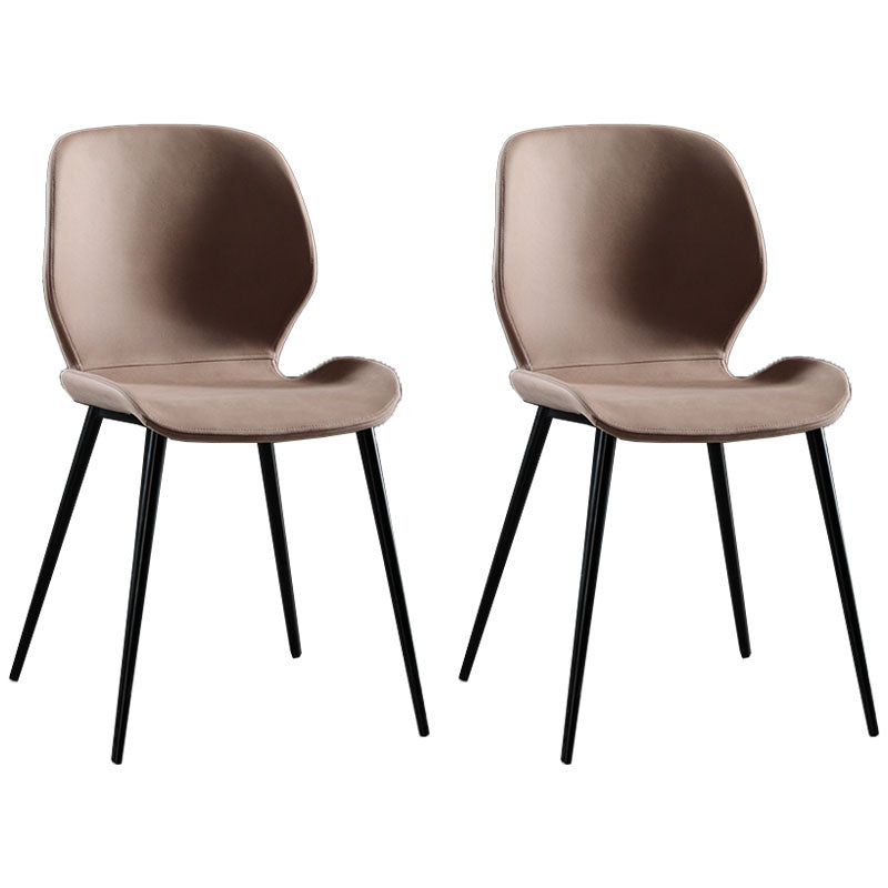 Modern Style Kitchen Metal Dining Chairs Wingback Dining Armless Side Chairs Brown 2 Piece Set Clearhalo ' kitchen&dining_furn' 'Dining Chairs' 'Dining Tables & Seating' 'dining_chair' 'furn' 'furn_dining_chair' 'Furniture' 'furniture_dining_chair' 'Kitchen & Dining Furniture' 'kitchen' 4492075