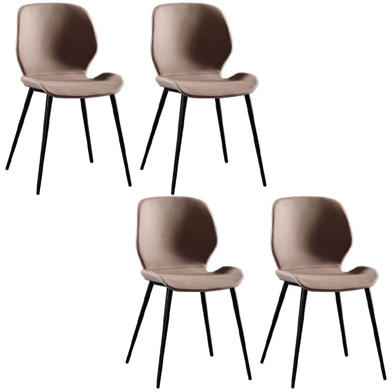 Modern Style Kitchen Metal Dining Chairs Wingback Dining Armless Side Chairs Brown 4 Piece Set Clearhalo ' kitchen&dining_furn' 'Dining Chairs' 'Dining Tables & Seating' 'dining_chair' 'furn' 'furn_dining_chair' 'Furniture' 'furniture_dining_chair' 'Kitchen & Dining Furniture' 'kitchen' 4492078