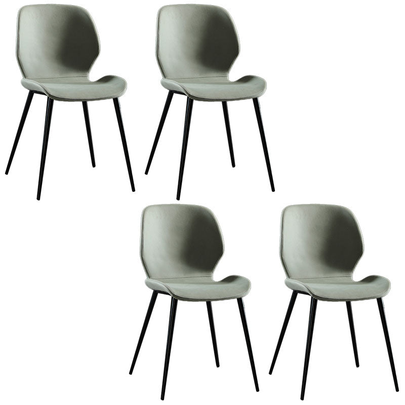 Modern Style Kitchen Metal Dining Chairs Wingback Dining Armless Side Chairs Light Green 4 Piece Set Clearhalo ' kitchen&dining_furn' 'Dining Chairs' 'Dining Tables & Seating' 'dining_chair' 'furn' 'furn_dining_chair' 'Furniture' 'furniture_dining_chair' 'Kitchen & Dining Furniture' 'kitchen' 4492083
