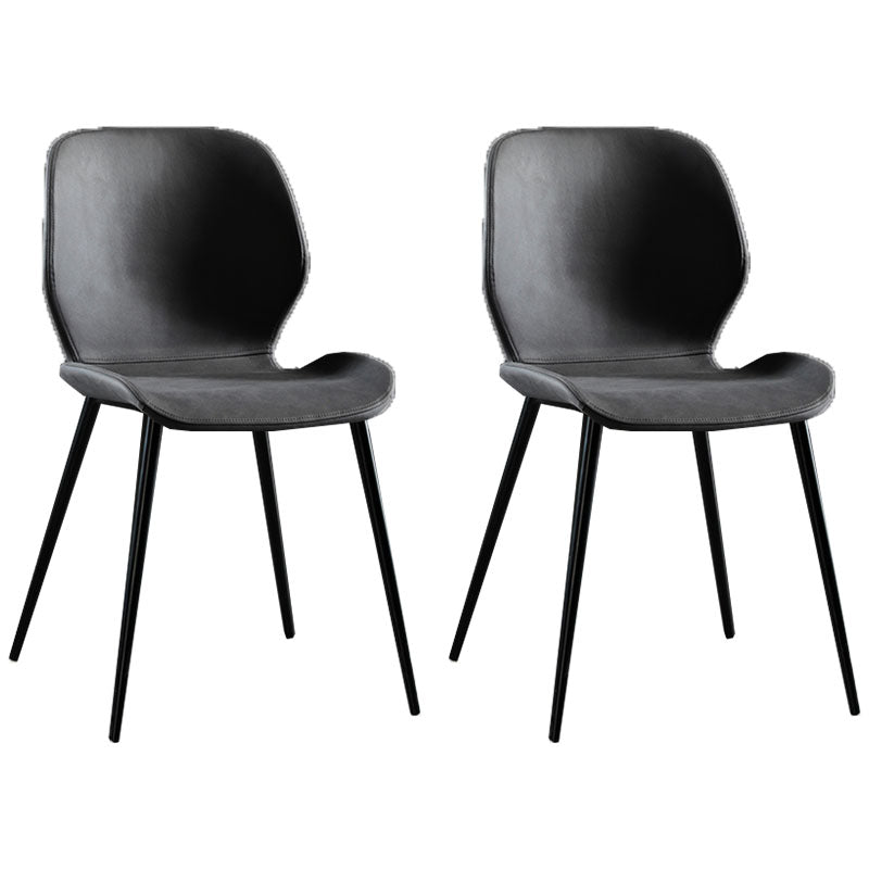 Modern Style Kitchen Metal Dining Chairs Wingback Dining Armless Side Chairs Dark Gray 2 Piece Set Clearhalo ' kitchen&dining_furn' 'Dining Chairs' 'Dining Tables & Seating' 'dining_chair' 'furn' 'furn_dining_chair' 'Furniture' 'furniture_dining_chair' 'Kitchen & Dining Furniture' 'kitchen' 4492088