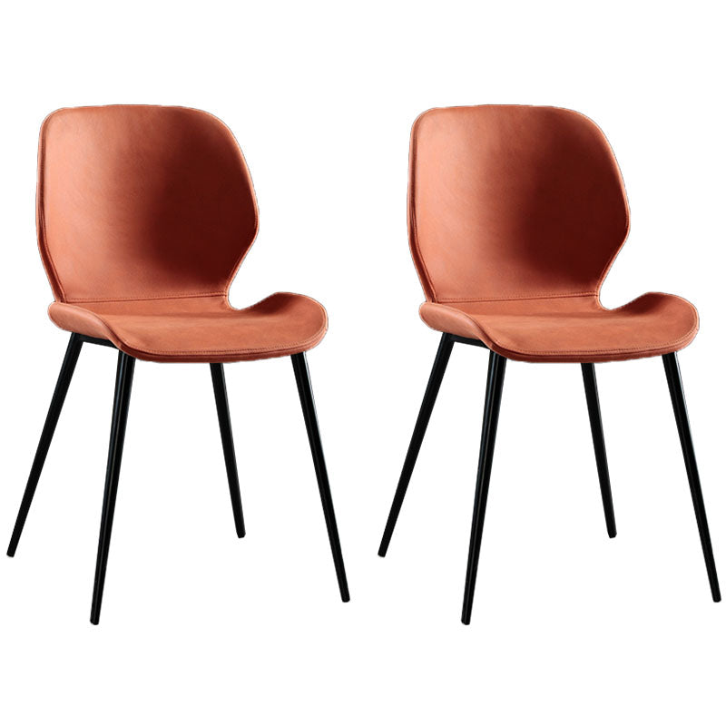 Modern Style Kitchen Metal Dining Chairs Wingback Dining Armless Side Chairs Orange Red 2 Piece Set Clearhalo ' kitchen&dining_furn' 'Dining Chairs' 'Dining Tables & Seating' 'dining_chair' 'furn' 'furn_dining_chair' 'Furniture' 'furniture_dining_chair' 'Kitchen & Dining Furniture' 'kitchen' 4492093