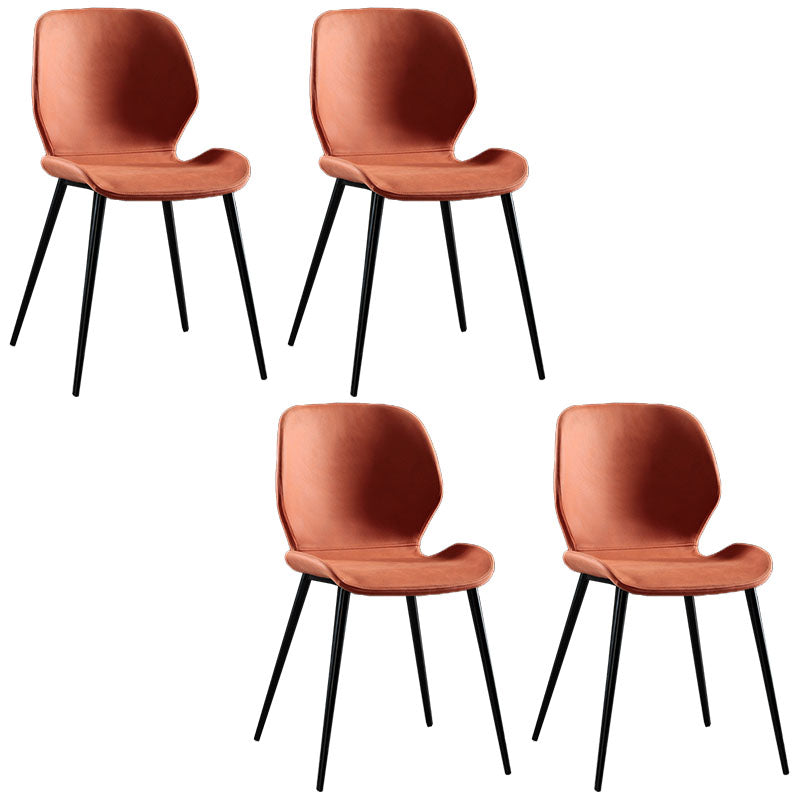 Modern Style Kitchen Metal Dining Chairs Wingback Dining Armless Side Chairs Orange Red 4 Piece Set Clearhalo ' kitchen&dining_furn' 'Dining Chairs' 'Dining Tables & Seating' 'dining_chair' 'furn' 'furn_dining_chair' 'Furniture' 'furniture_dining_chair' 'Kitchen & Dining Furniture' 'kitchen' 4492095