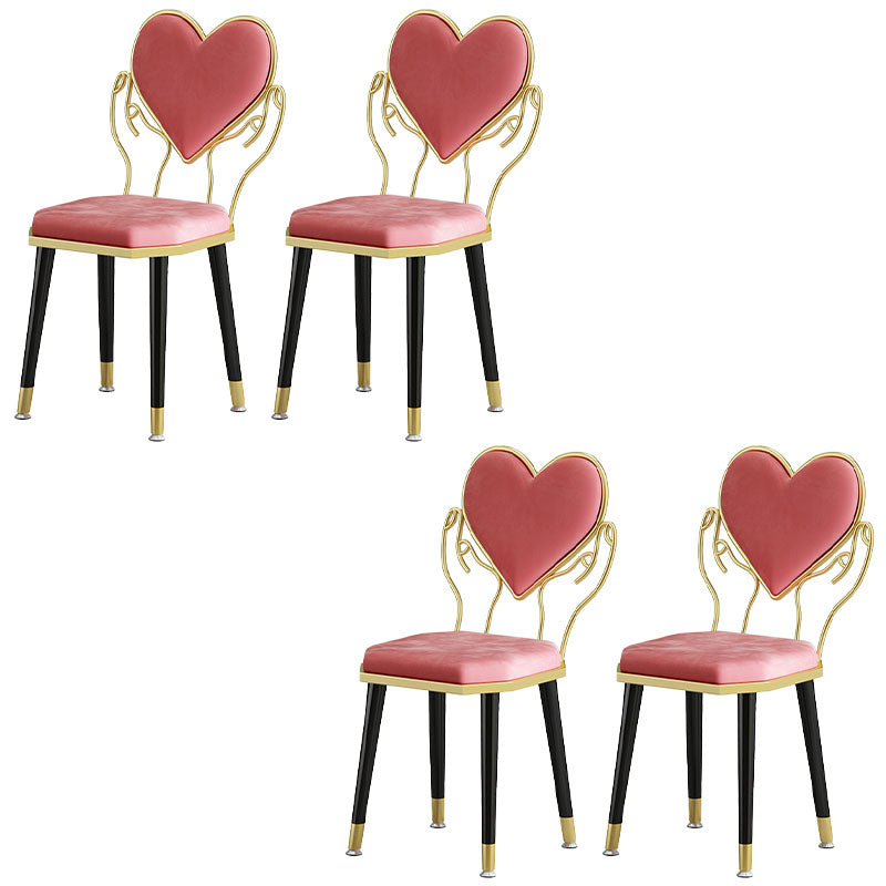 Scandinavian Design Open Back Dining Side Chairs Fabric Dining Chairs Pink 4 Piece Set Clearhalo ' kitchen&dining_furn' 'Dining Chairs' 'Dining Tables & Seating' 'dining_chair' 'furn' 'furn_dining_chair' 'Furniture' 'furniture_dining_chair' 'Kitchen & Dining Furniture' 'kitchen' 4492107