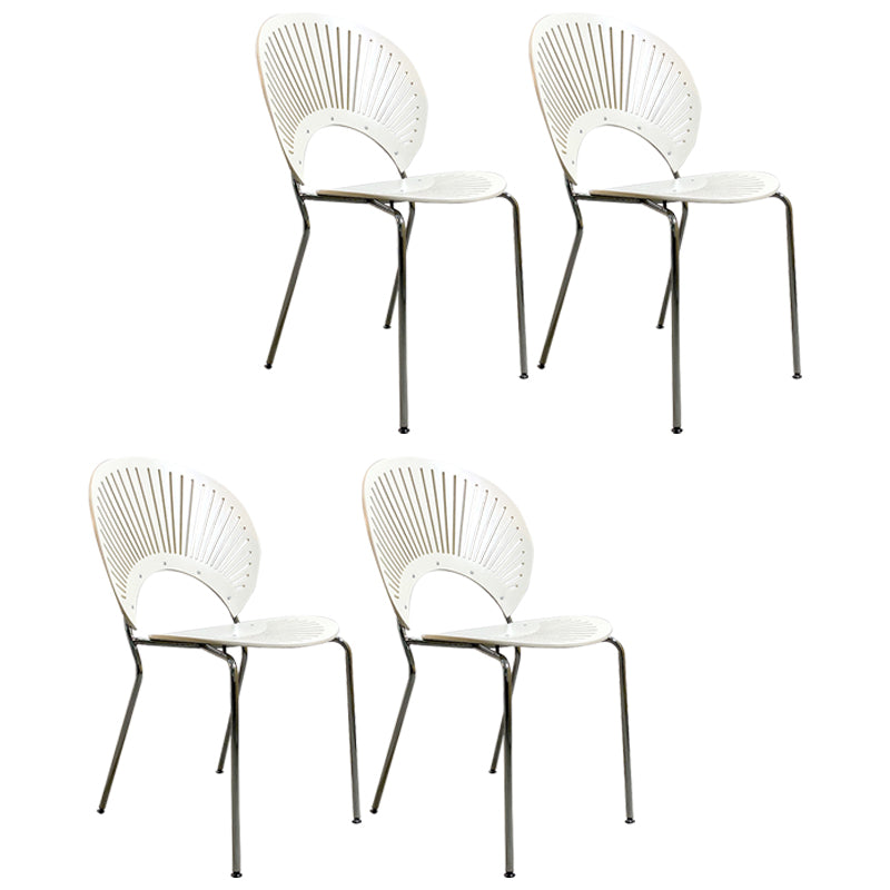 Metal Industrial Kitchen Dining Room Side Chair Open Back Chair White 4 Piece Set Clearhalo ' kitchen&dining_furn' 'Dining Chairs' 'Dining Tables & Seating' 'dining_chair' 'furn' 'furn_dining_chair' 'Furniture' 'furniture_dining_chair' 'Kitchen & Dining Furniture' 'kitchen' 4492135