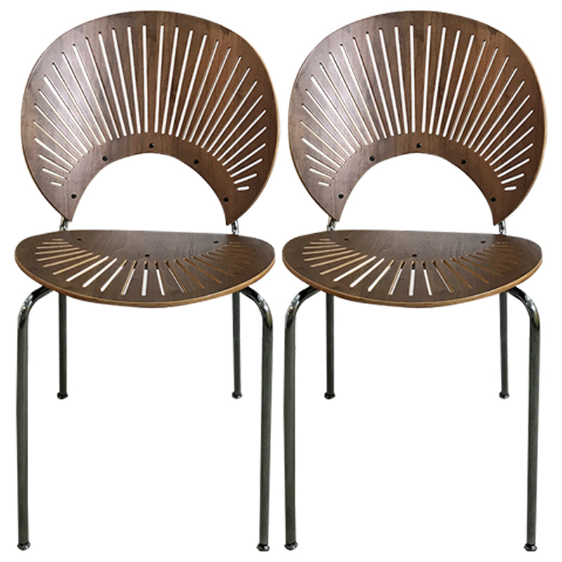 Metal Industrial Kitchen Dining Room Side Chair Open Back Chair Walnut 2 Piece Set Clearhalo ' kitchen&dining_furn' 'Dining Chairs' 'Dining Tables & Seating' 'dining_chair' 'furn' 'furn_dining_chair' 'Furniture' 'furniture_dining_chair' 'Kitchen & Dining Furniture' 'kitchen' 4492146