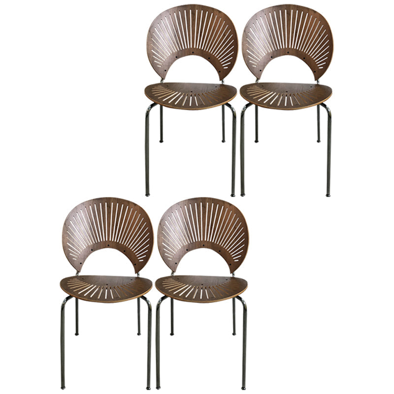 Metal Industrial Kitchen Dining Room Side Chair Open Back Chair Walnut 4 Piece Set Clearhalo ' kitchen&dining_furn' 'Dining Chairs' 'Dining Tables & Seating' 'dining_chair' 'furn' 'furn_dining_chair' 'Furniture' 'furniture_dining_chair' 'Kitchen & Dining Furniture' 'kitchen' 4492147