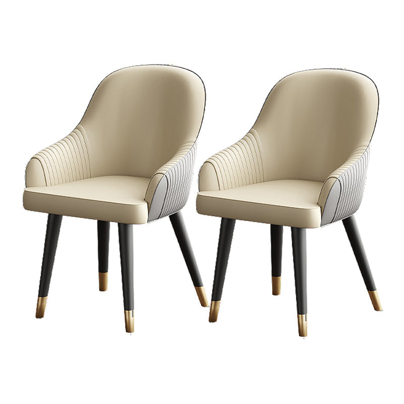 Glam Faux Leather Dining Chairs Upholstered Side Chair for Restaurant Use Beige 2 Piece Set Clearhalo ' kitchen&dining_furn' 'Dining Chairs' 'Dining Tables & Seating' 'dining_chair' 'furn' 'furn_dining_chair' 'Furniture' 'furniture_dining_chair' 'Kitchen & Dining Furniture' 'kitchen' 4492151