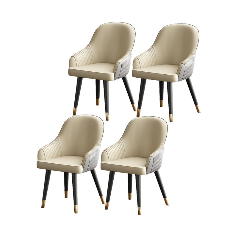 Glam Faux Leather Dining Chairs Upholstered Side Chair for Restaurant Use Beige 4 Piece Set Clearhalo ' kitchen&dining_furn' 'Dining Chairs' 'Dining Tables & Seating' 'dining_chair' 'furn' 'furn_dining_chair' 'Furniture' 'furniture_dining_chair' 'Kitchen & Dining Furniture' 'kitchen' 4492153