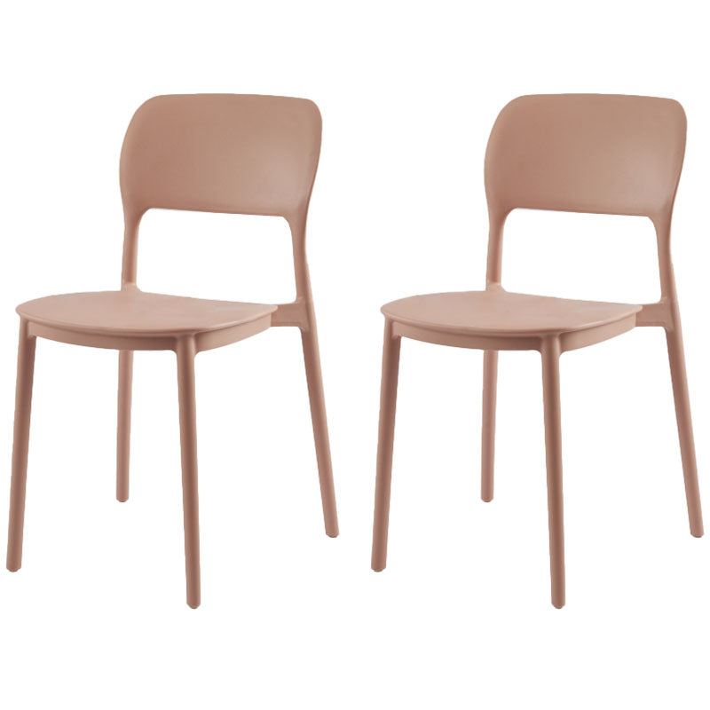 Contemporary Style Dining Chairs Kitchen Plastic Dining Armless Side Chair Pink 2 Piece Set Clearhalo ' kitchen&dining_furn' 'Dining Chairs' 'Dining Tables & Seating' 'dining_chair' 'furn' 'furn_dining_chair' 'Furniture' 'furniture_dining_chair' 'Kitchen & Dining Furniture' 'kitchen' 4492174