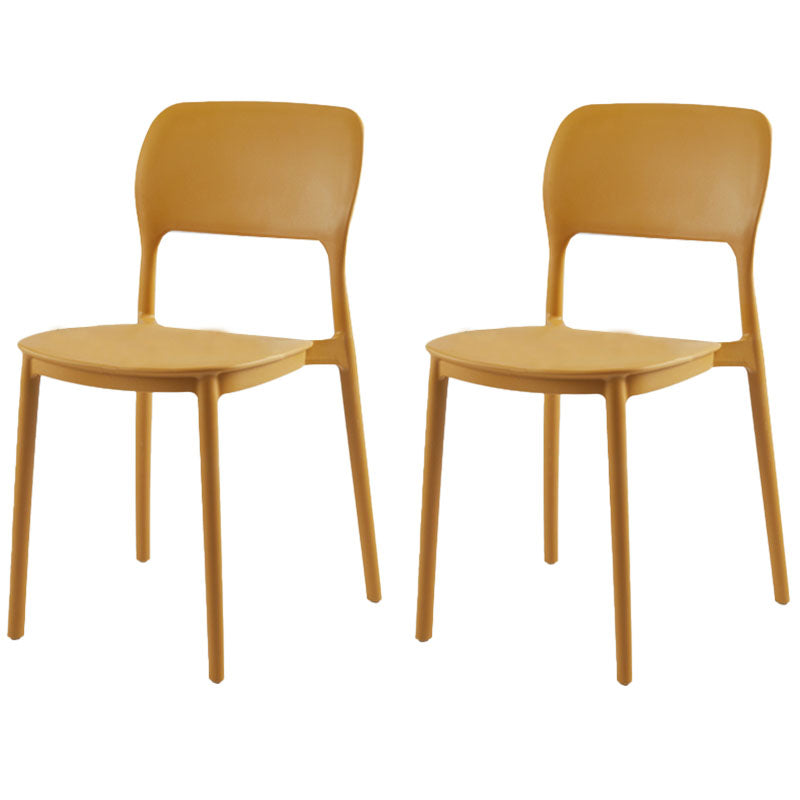 Contemporary Style Dining Chairs Kitchen Plastic Dining Armless Side Chair Yellow 2 Piece Set Clearhalo ' kitchen&dining_furn' 'Dining Chairs' 'Dining Tables & Seating' 'dining_chair' 'furn' 'furn_dining_chair' 'Furniture' 'furniture_dining_chair' 'Kitchen & Dining Furniture' 'kitchen' 4492177
