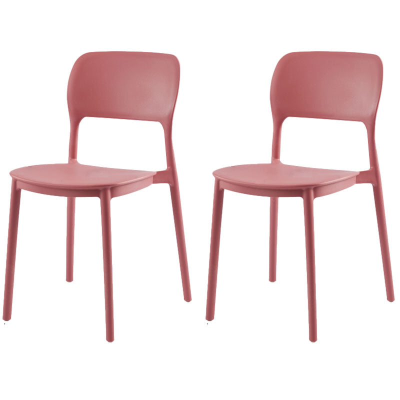 Contemporary Style Dining Chairs Kitchen Plastic Dining Armless Side Chair Red 2 Piece Set Clearhalo ' kitchen&dining_furn' 'Dining Chairs' 'Dining Tables & Seating' 'dining_chair' 'furn' 'furn_dining_chair' 'Furniture' 'furniture_dining_chair' 'Kitchen & Dining Furniture' 'kitchen' 4492181