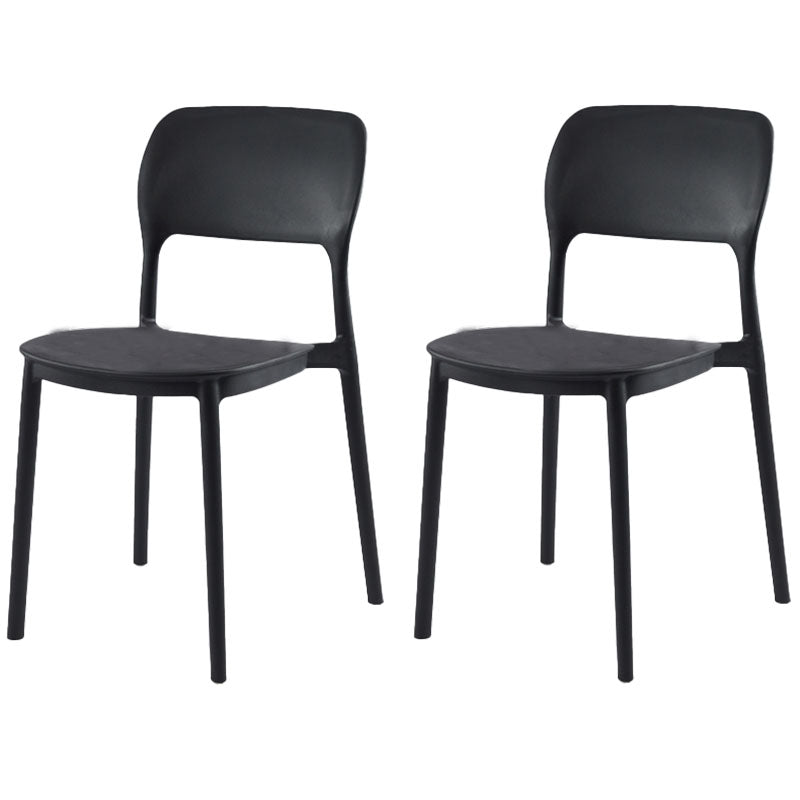 Contemporary Style Dining Chairs Kitchen Plastic Dining Armless Side Chair Black 2 Piece Set Clearhalo ' kitchen&dining_furn' 'Dining Chairs' 'Dining Tables & Seating' 'dining_chair' 'furn' 'furn_dining_chair' 'Furniture' 'furniture_dining_chair' 'Kitchen & Dining Furniture' 'kitchen' 4492183
