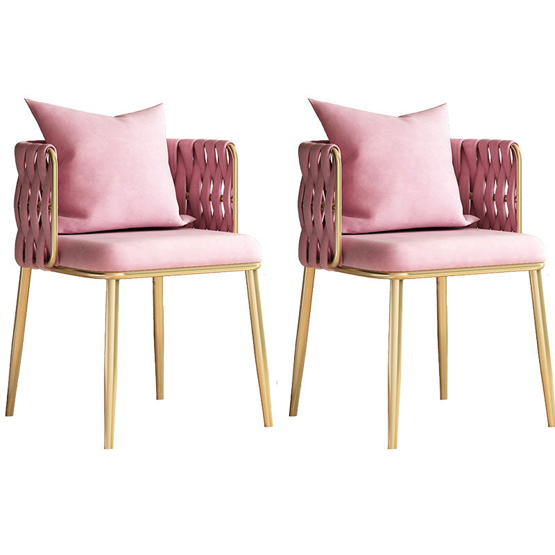 Scandinavian Design Fabric Dining Side Chairs Solid Back Dining Side Chair Pink 2 Piece Set Clearhalo ' kitchen&dining_furn' 'Dining Chairs' 'Dining Tables & Seating' 'dining_chair' 'furn' 'furn_dining_chair' 'Furniture' 'furniture_dining_chair' 'Kitchen & Dining Furniture' 'kitchen' 4492199