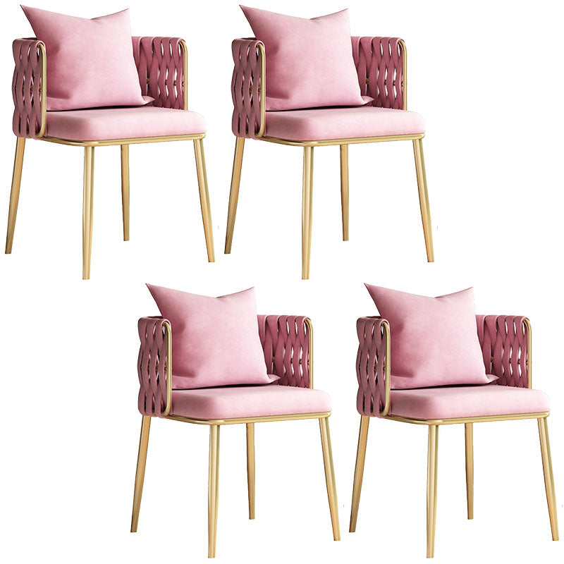 Scandinavian Design Fabric Dining Side Chairs Solid Back Dining Side Chair Pink 4 Piece Set Clearhalo ' kitchen&dining_furn' 'Dining Chairs' 'Dining Tables & Seating' 'dining_chair' 'furn' 'furn_dining_chair' 'Furniture' 'furniture_dining_chair' 'Kitchen & Dining Furniture' 'kitchen' 4492201