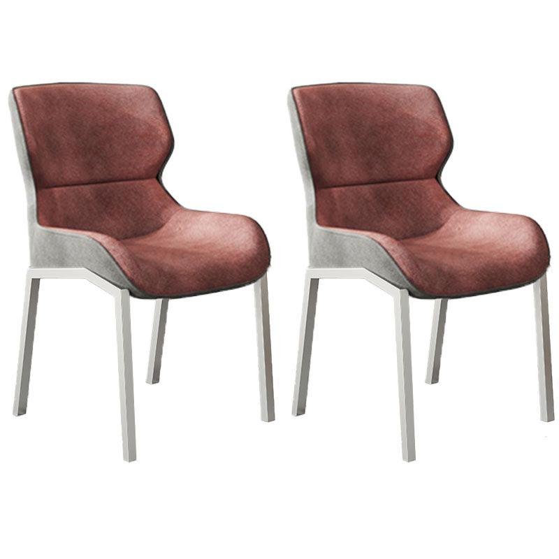 Modern Style Kitchen Metal Dining Chairs Wingback Dining Arm Side Chairs Dark Red 2 Piece Set Clearhalo ' kitchen&dining_furn' 'Dining Chairs' 'Dining Tables & Seating' 'dining_chair' 'furn' 'furn_dining_chair' 'Furniture' 'furniture_dining_chair' 'Kitchen & Dining Furniture' 'kitchen' 4492229