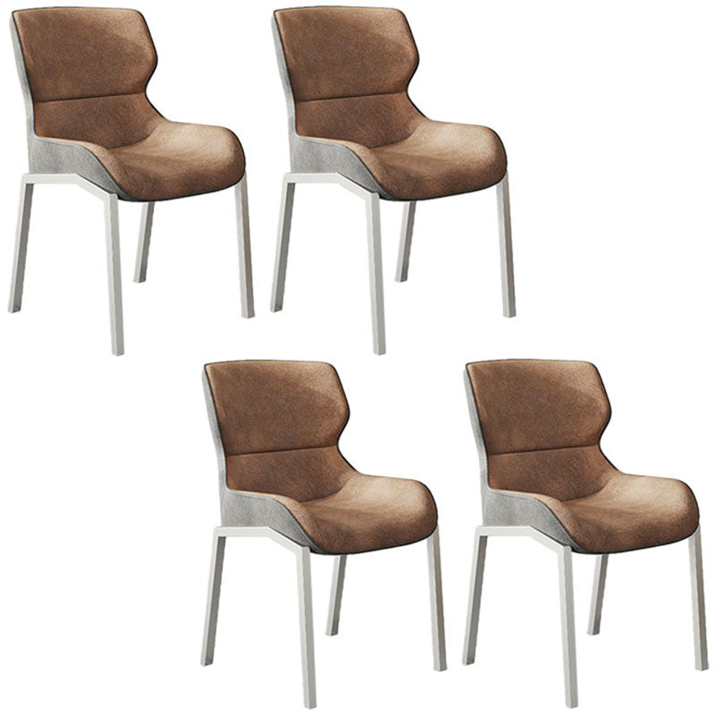 Modern Style Kitchen Metal Dining Chairs Wingback Dining Arm Side Chairs Light Camel 4 Piece Set Clearhalo ' kitchen&dining_furn' 'Dining Chairs' 'Dining Tables & Seating' 'dining_chair' 'furn' 'furn_dining_chair' 'Furniture' 'furniture_dining_chair' 'Kitchen & Dining Furniture' 'kitchen' 4492237