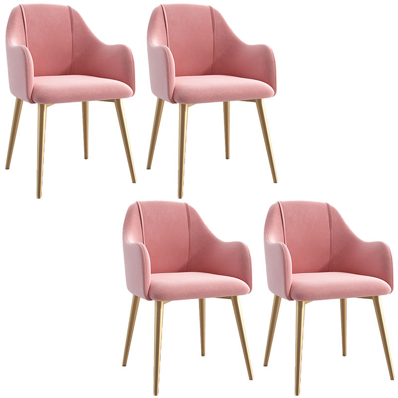 Glam Velvet Dining Room Chairs Arm Metal Dining Side Chair for Restaurant Use Pink 4 Piece Set Clearhalo ' kitchen&dining_furn' 'Dining Chairs' 'Dining Tables & Seating' 'dining_chair' 'furn' 'furn_dining_chair' 'Furniture' 'furniture_dining_chair' 'Kitchen & Dining Furniture' 'kitchen' 4492287