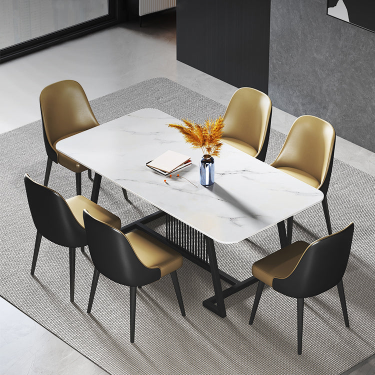 Modern 1/2/5/7 Pieces Dining Set Sintered Stone Rectangle Dining Table with Chairs Clearhalo 'Dining Room Sets' 'Dining Tables & Seating' 'dining_room_set' 'furn' 'furn_dining_room_set' 'Furniture' 'furniture_dining_room_set' 'Kitchen & Dining Furniture' 'kitchen&dining_furn' 'kitchen' 4492295