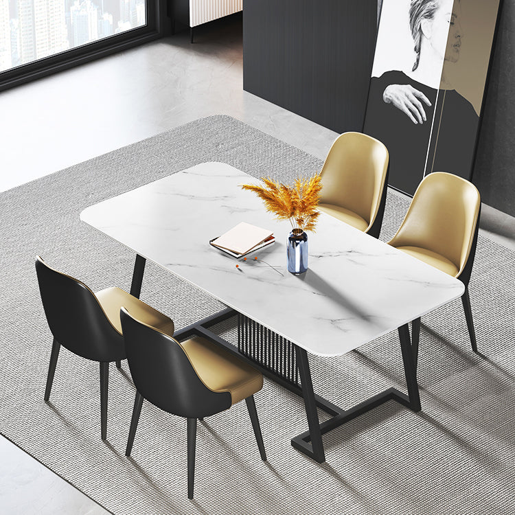 Modern 1/2/5/7 Pieces Dining Set Sintered Stone Rectangle Dining Table with Chairs Clearhalo 'Dining Room Sets' 'Dining Tables & Seating' 'dining_room_set' 'furn' 'furn_dining_room_set' 'Furniture' 'furniture_dining_room_set' 'Kitchen & Dining Furniture' 'kitchen&dining_furn' 'kitchen' 4492298