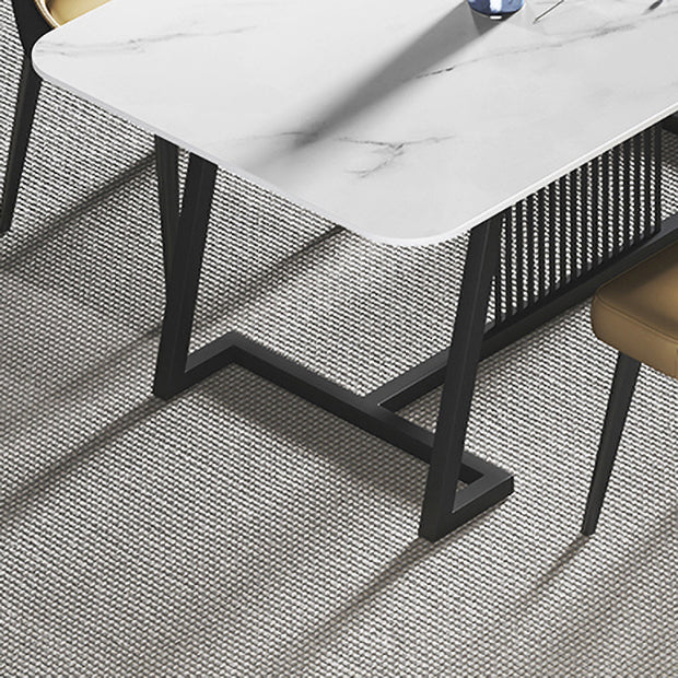 Modern 1/2/5/7 Pieces Dining Set Sintered Stone Rectangle Dining Table with Chairs Clearhalo 'Dining Room Sets' 'Dining Tables & Seating' 'dining_room_set' 'furn' 'furn_dining_room_set' 'Furniture' 'furniture_dining_room_set' 'Kitchen & Dining Furniture' 'kitchen&dining_furn' 'kitchen' 4492307