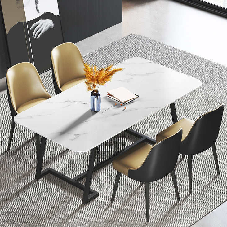Modern 1/2/5/7 Pieces Dining Set Sintered Stone Rectangle Dining Table with Chairs Clearhalo 'Dining Room Sets' 'Dining Tables & Seating' 'dining_room_set' 'furn' 'furn_dining_room_set' 'Furniture' 'furniture_dining_room_set' 'Kitchen & Dining Furniture' 'kitchen&dining_furn' 'kitchen' 4492309